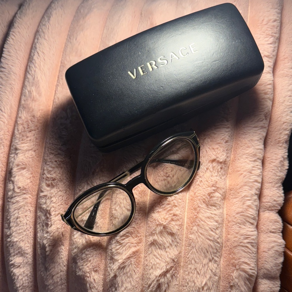Versace Black and Gold Eyeglasses with Case